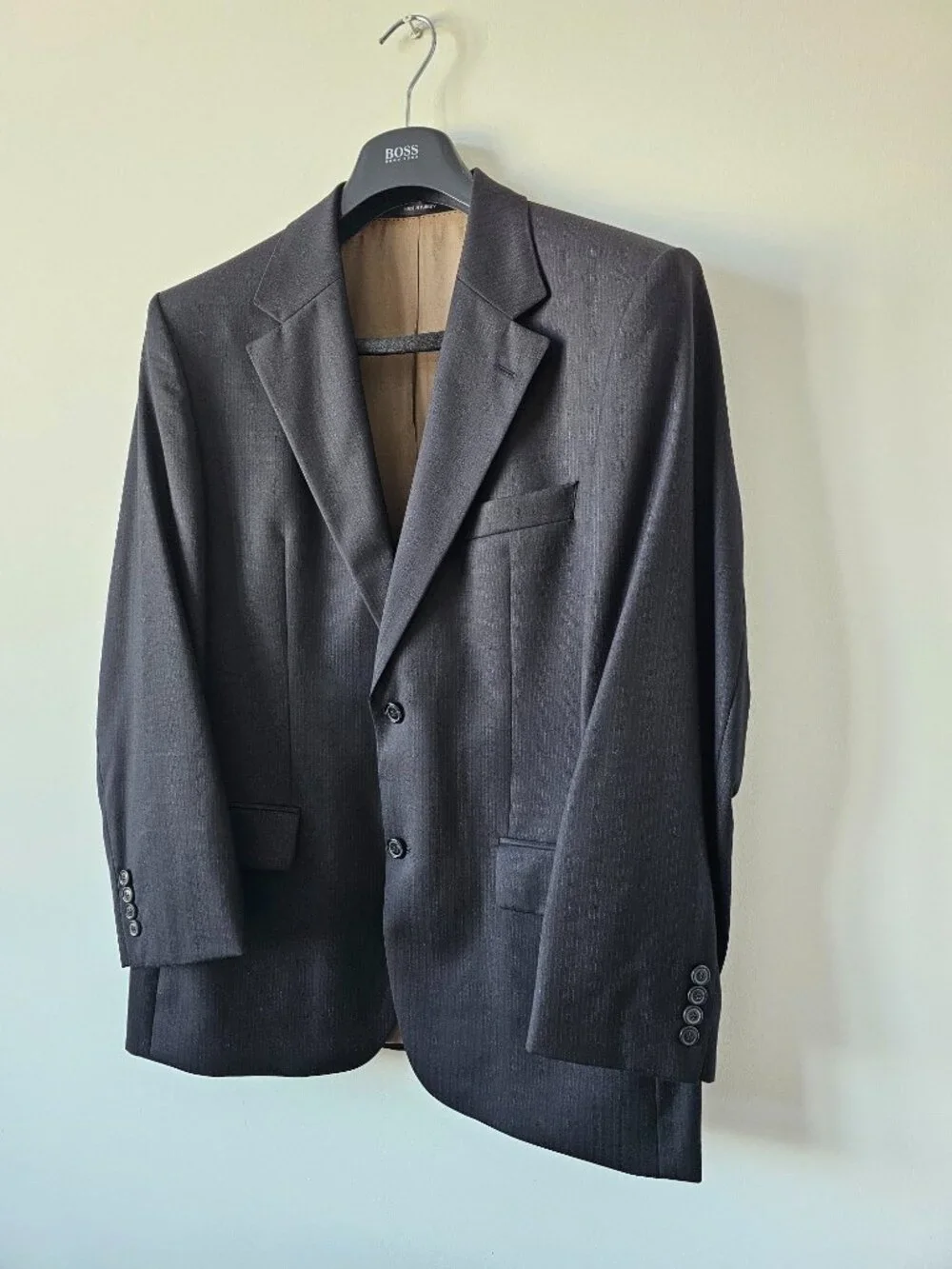 HUGO BOSS Super 100 Men's Black Suit 100% Virgin Wool 50C Garment Bag & Hanger - Picture 2 of 16